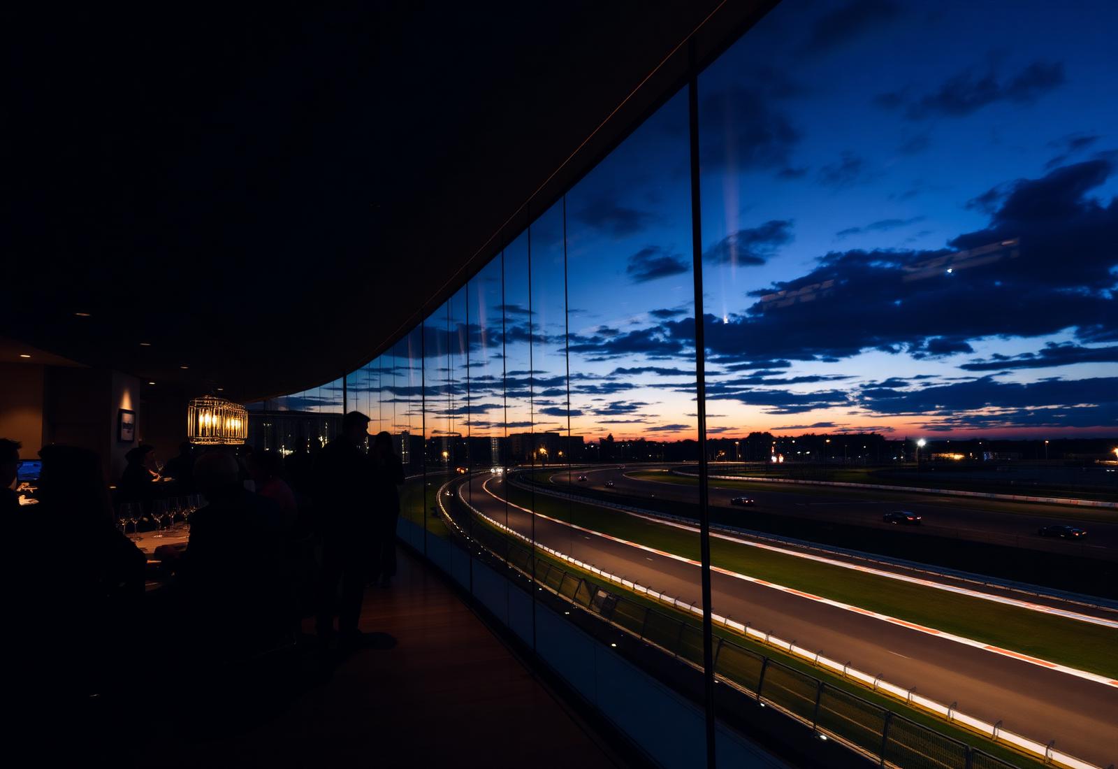 Corporate hospitality suite overlooking racetrack